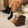 Women's Plus Size Suede Snow Boots - Thick Sole, Warm Velvet Lined, Casual Flat Bottom, Autumn/Winter Style