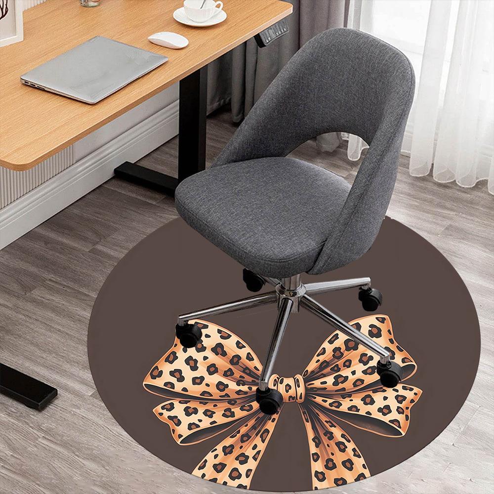 

1pc Leopard print Bow tie Round Chair mat Area Rug - Non-Slip, Floor Mat for Office, Bedroom, and Indoor Decor c1118006 80cm by 80cm