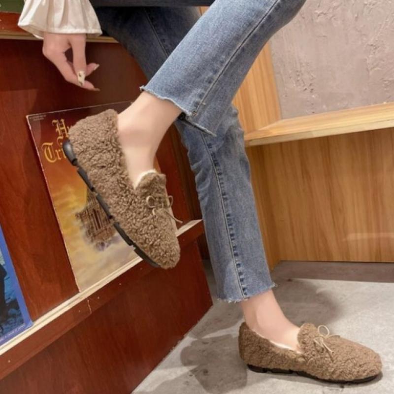 New Arrivals Open Run Women Round Toe Dumble Winter Fleece Loafers