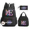 3Pcs/set 26 English Letter K-Pop Demon Hunters Printed Large Capacity Backpack with Lunch Bag Pengcil Case for Teenager Girl Boy Bookbag Travel Bag