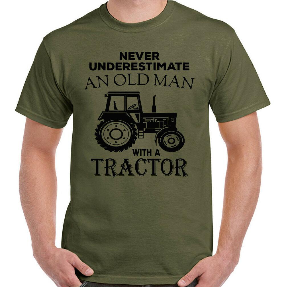 26 Tractor T-Shirt Mens Funny Farmer Never Underestimate An Old Man With A Driver Unisex T-Shirt XXXL