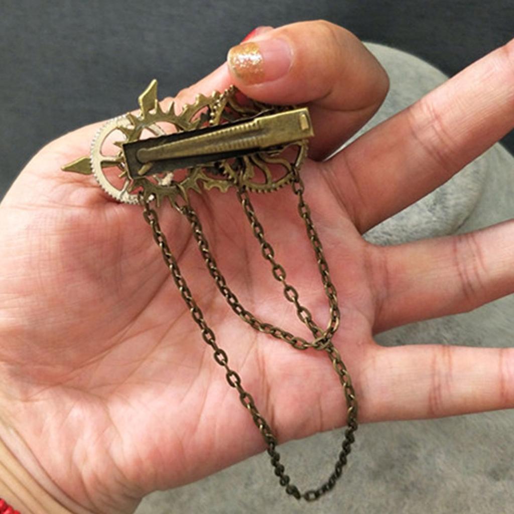 Vintage Steampunk Hair Clip Punk Gothic Headwear Hairpins Barrettes Hair Accessories Tassels Chain Hairpin
