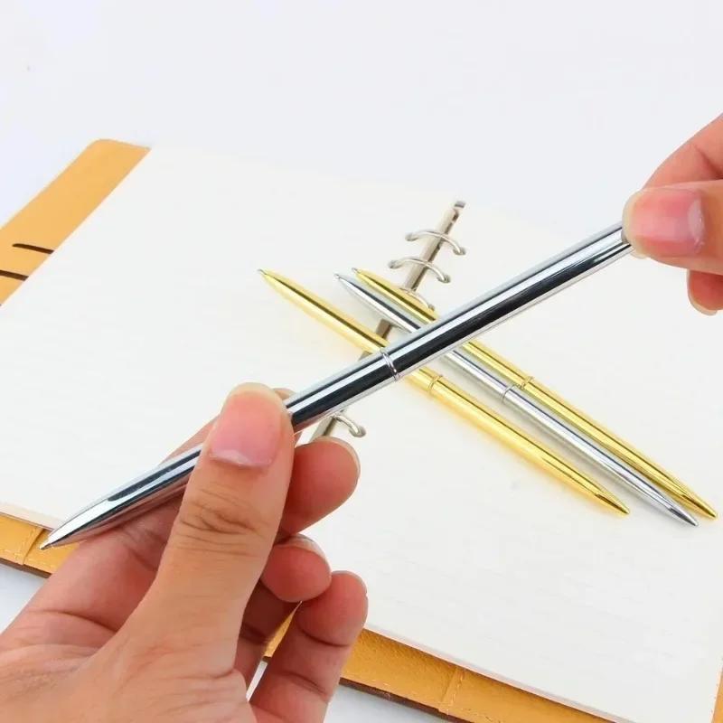 High Quality Metal Fine Ballpoint Pen with Rotating Bullet Head and Gold Silver Writing Supplies Clip School Office Gift