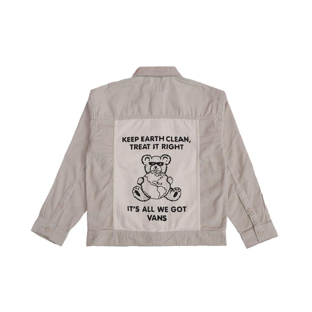 Vans Bear Print Work Jacket Denim Coat Unisex Jacket White VN0A54MA2N1