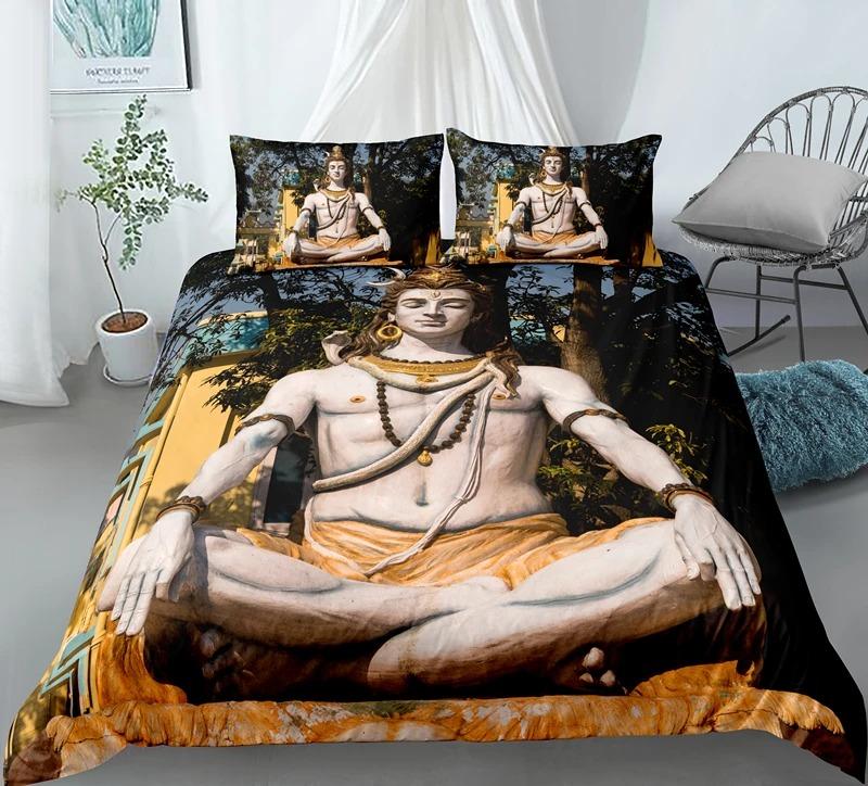 Indian Lord Shiva Duvet Cover Buddha Bedding Set Single Double King Queen Size With Pillowcase Bedclothes Drop Shipping