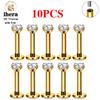 10/50PCS G23 Titanium Piercing Labret Lip Studs 16G CZ Internally Threaded Stud Earring Lip Ring Tragus Cartilage Helix Jewelry