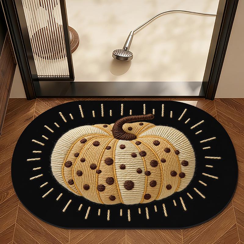 Colorful Pumpkin Anti-slip Bathroom Mat – Water Absorbent Decorative Floor Rug