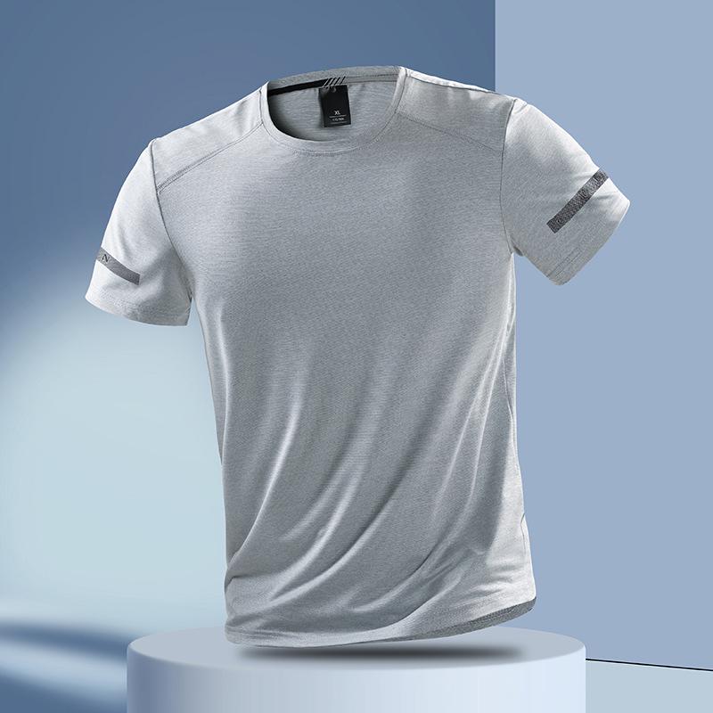 

Мужская летняя футболка из ледяного шелка, быстросохнущая, эластичная, для фитнеса - дышащая и свободного кроя для бега и спорта XXL