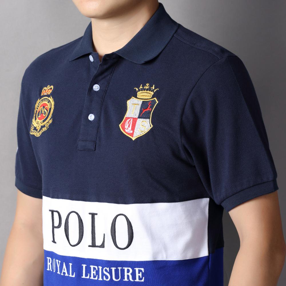 European and American Men's Short Sleeve Polo - British Style Sports Casual Cotton Embroidered Plus Size