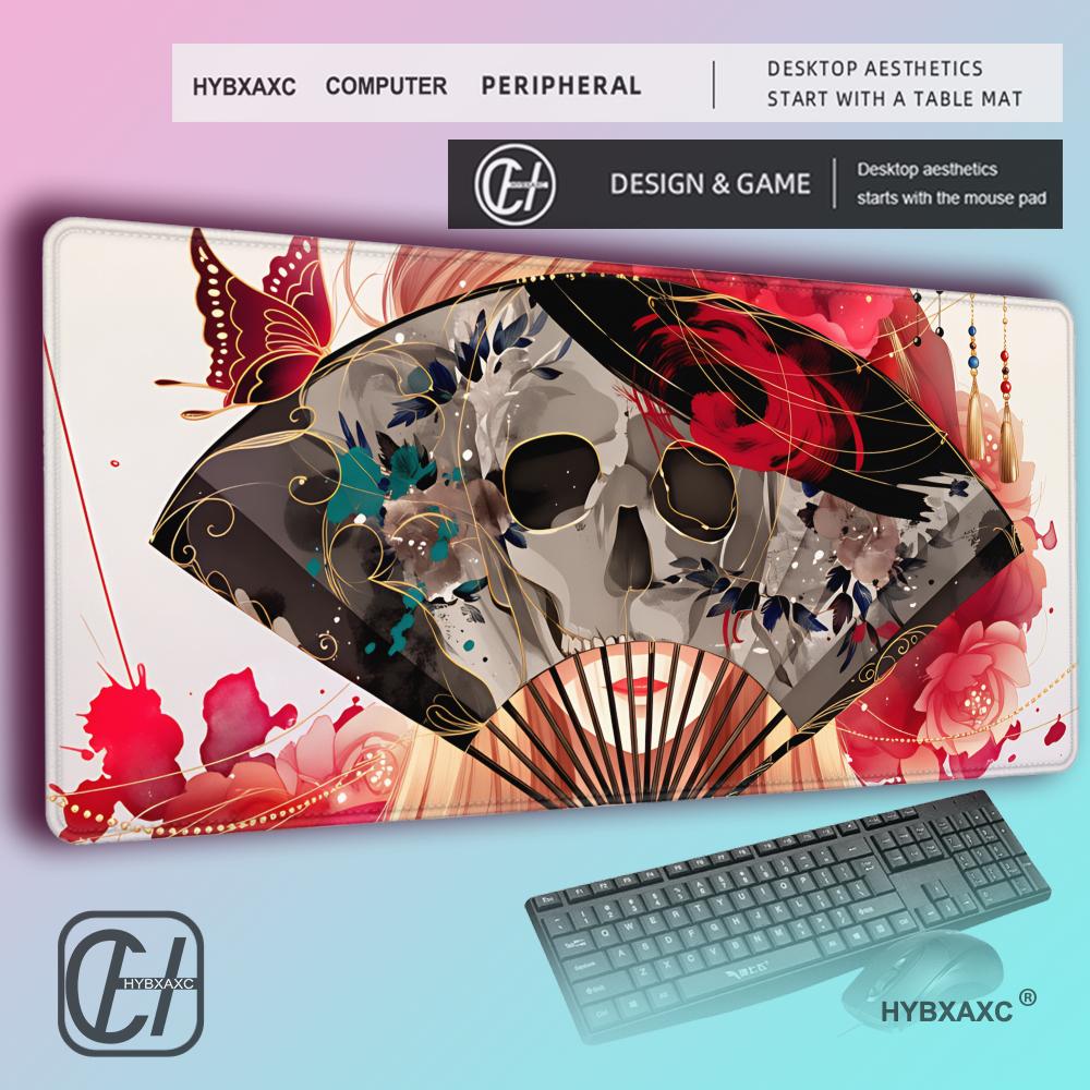 HYBXAXC Japanese Anime Gothic Girl with Red Umbrella MousePad Mechanical Aesthetic Gaming DeskMat Waterproof Lockedge Pad