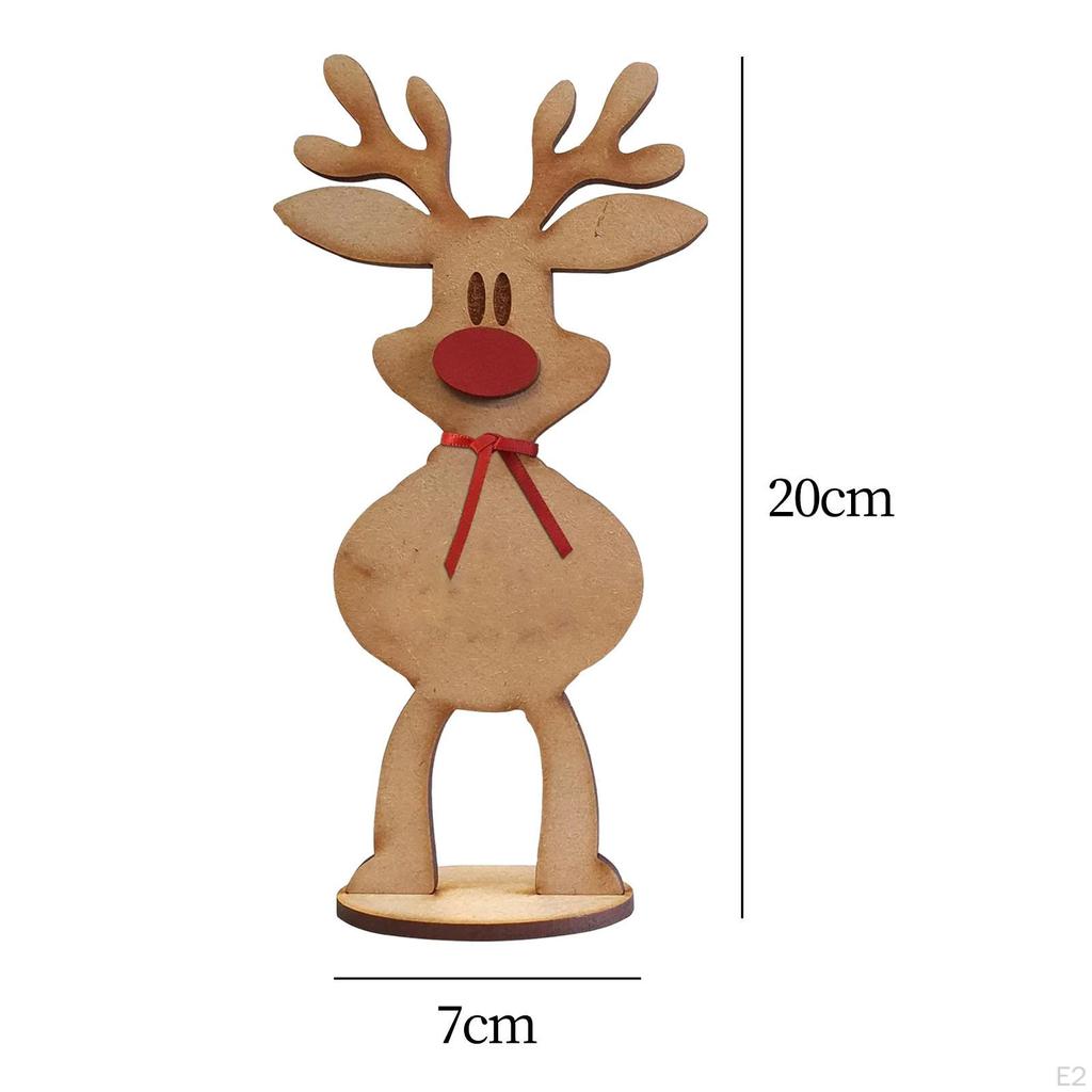 Christmas Reindeer Decor Standing Tabletop Decoration Rustic Wooden