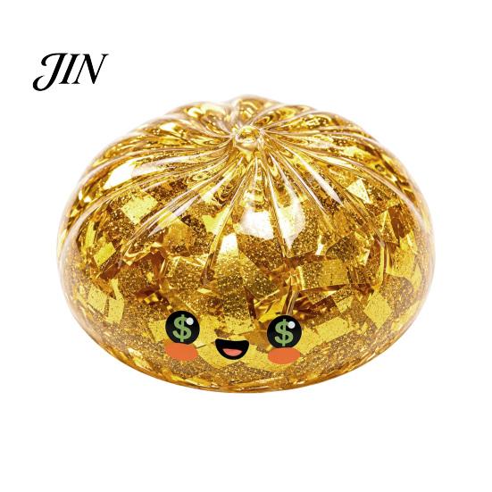 Squeeze Toy Gold Foil Steamed Bun Stress Ball, Cute Food Shape Fidget Wax-like for Anxiety Relief, Soft Elastic Maltose Reliever, Funny Gift Flow