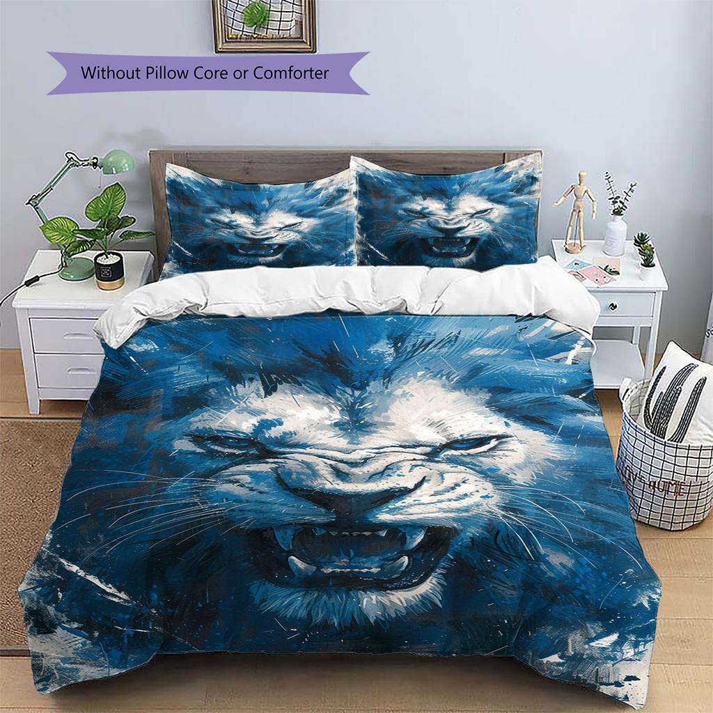 Conjunto de Colcha com Padrão de Desenho Animado Capa de Colcha Fronha Decoração de Casa Presente de Aniversário (1 capa de edredom + 2 fronhas, sem enchimento.)