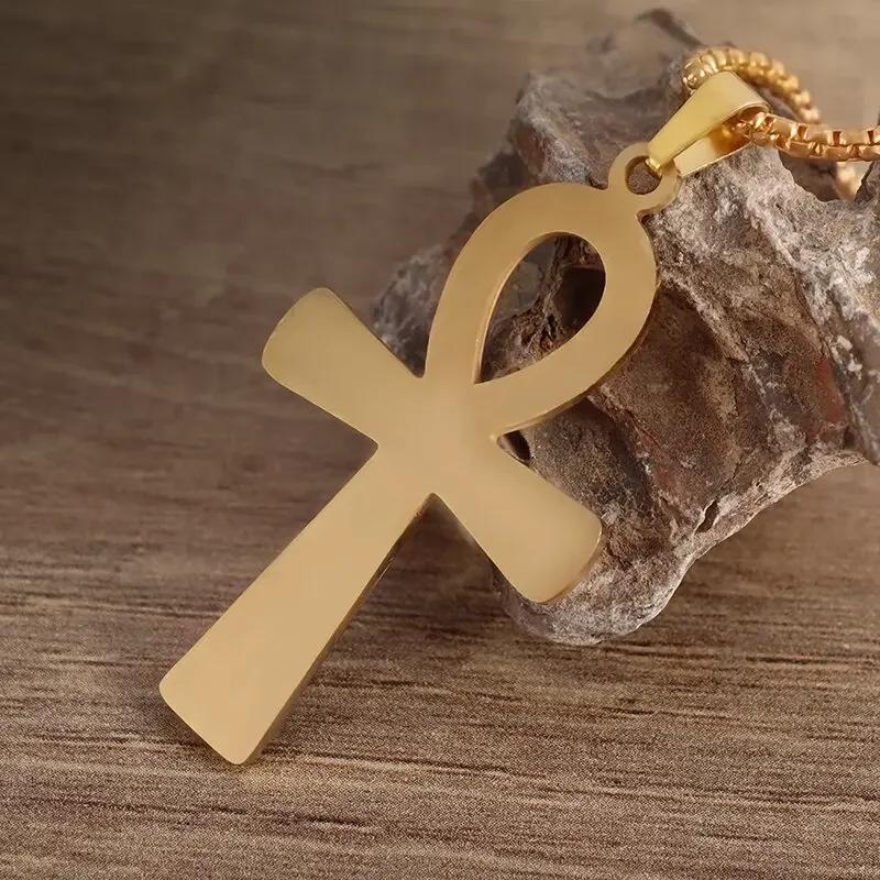 Ancient Egyptian Animal Totem Ankh Cross Pendant Necklace for Men Women Fashion Charm Lucky Riding Jewelry