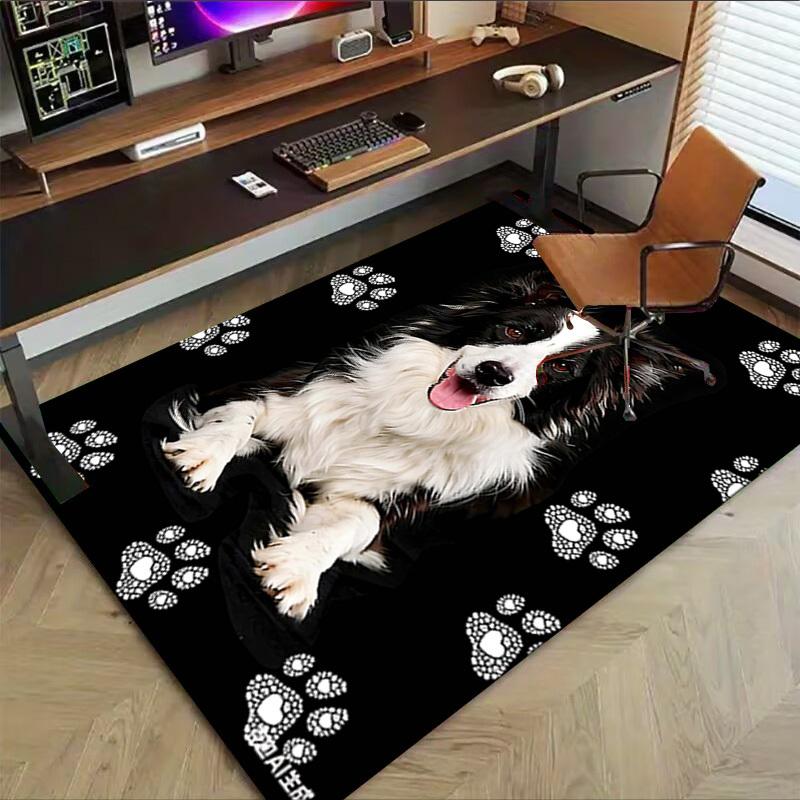 1PC Dog paw prints Non-Slip Floor Carpet Compatible for Office&Living Room&Dining room - Flat-Weave Machine- Soft & Pattern-E293