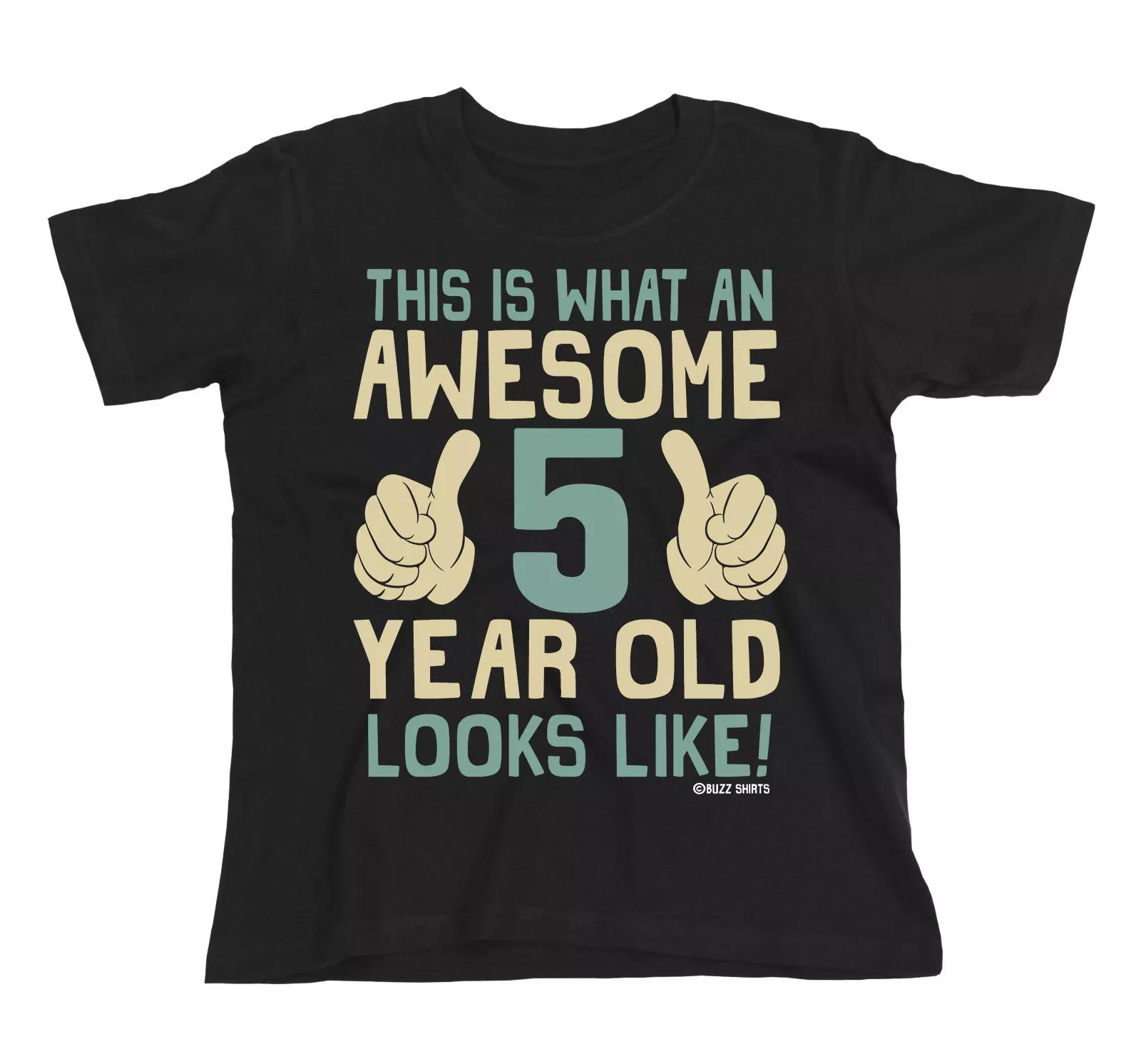 Boys 5th Birthday T-Shirt Kids Cotton Awesome 5 Year Old GIFT Idea Top 100