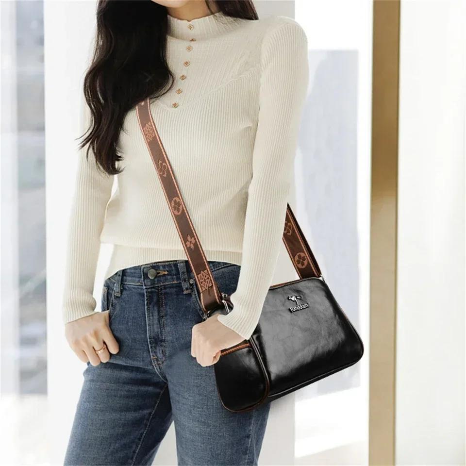 Women High Quality Soft Leather Shoulder Bags Luxury Designer Purses Crossbody Bag Ladies Vintage Messenger Commuting