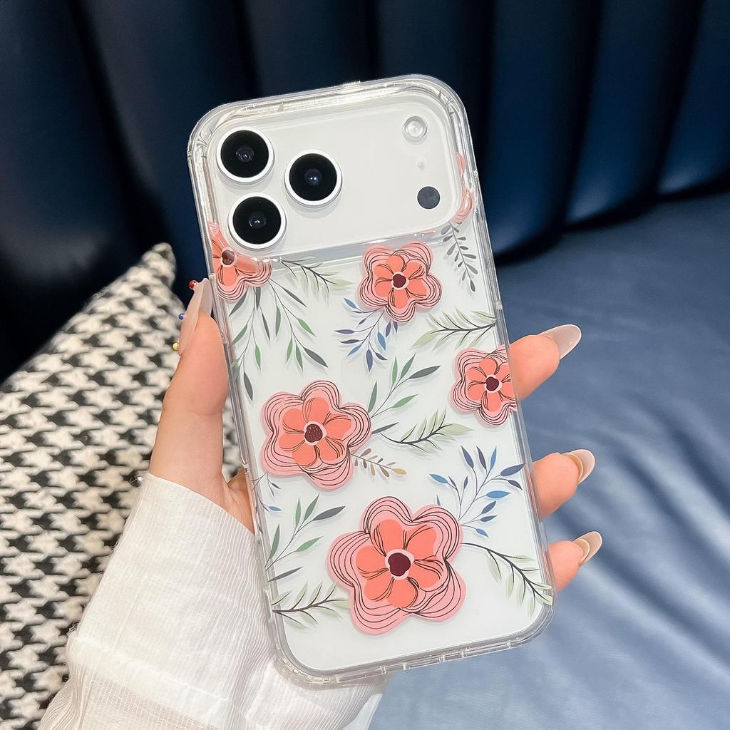 Capa de Telefone Floral Apple 17 ProMax – Design Estético de Cobertura Total para Proteção Dois em Um