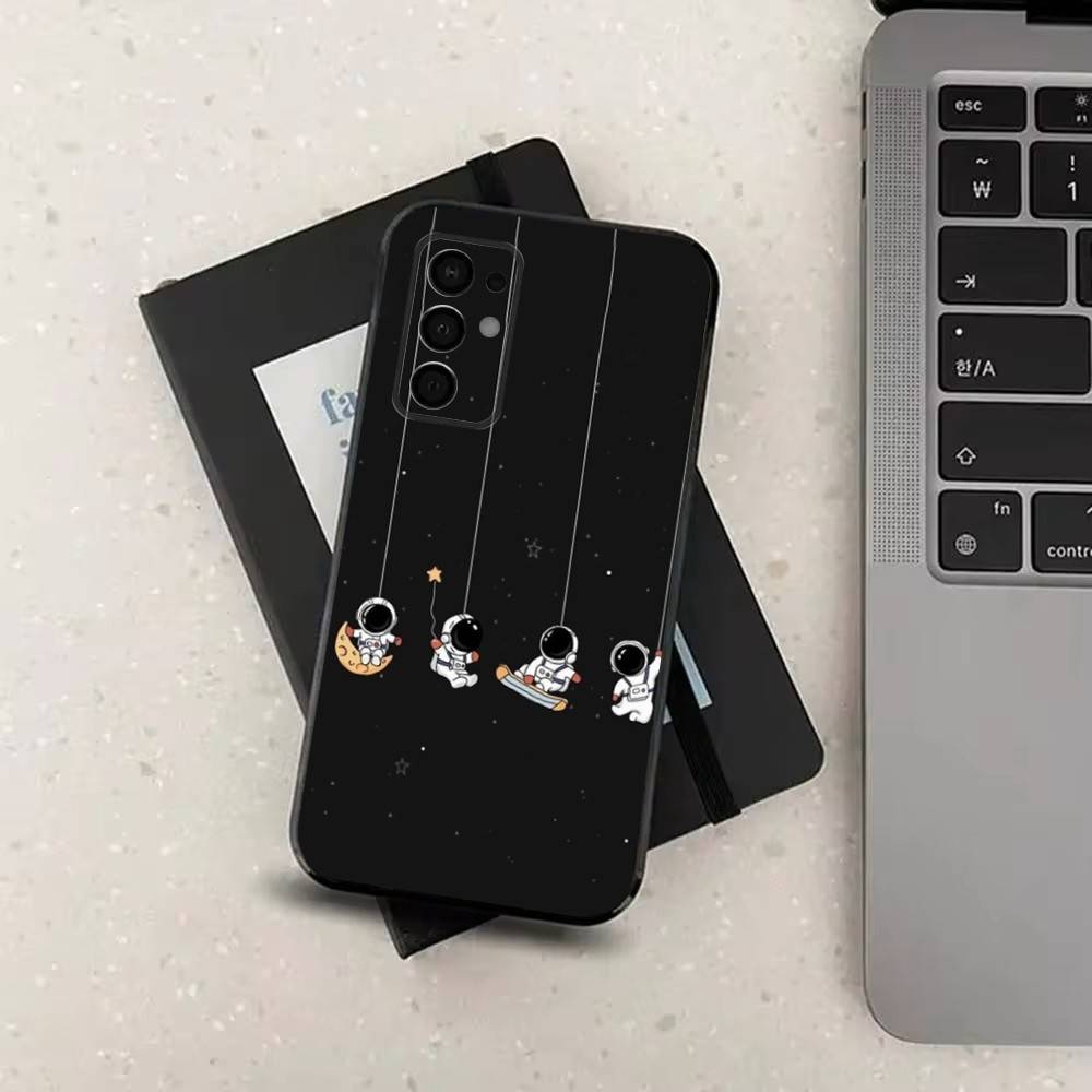 Cute Astronaut For Samsung Galaxy A73,31,Note,22,71,53,32,72,41,8,9,52,J7,Soft Black Silicone Cover Case
