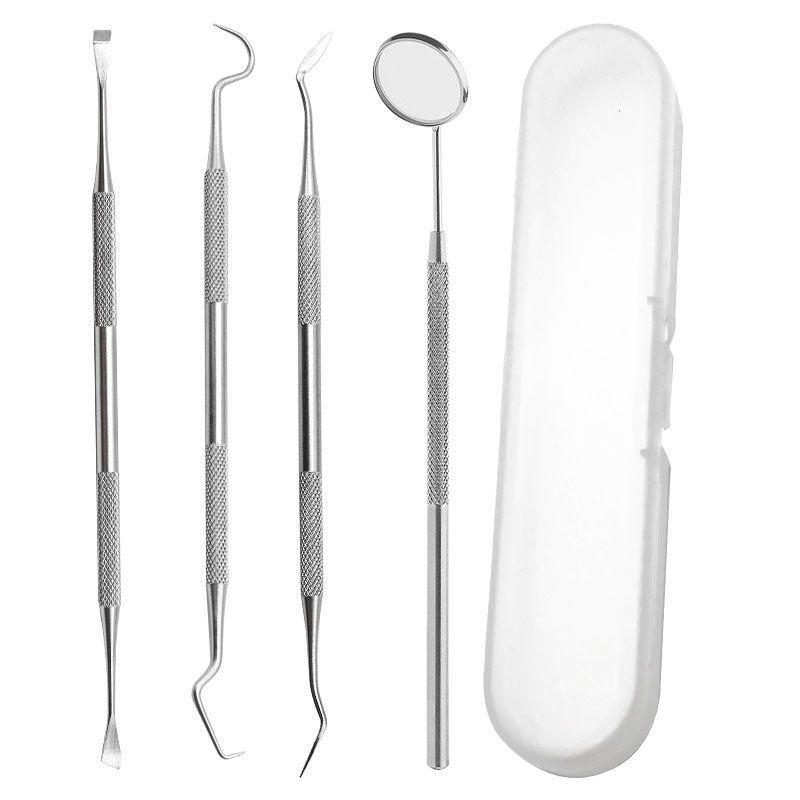 Stainless Steel Dental Tools Set: Oral Endoscope, Probe, Toothpick, Cavity Cleaner, Stain & Tartar Remover.