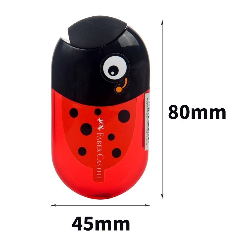 1Pc Faber Castell Double Hole Pencil Sharpener with Eraser Ladybug Fish Eagle Cute Stationery Back To School
