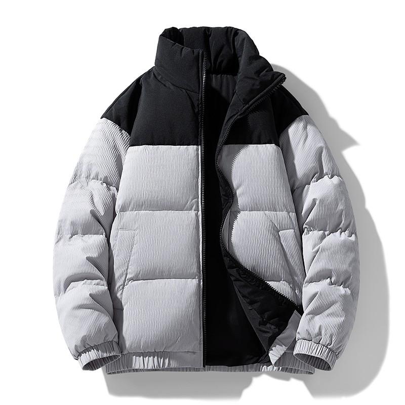 Dopamine Color Block Thick Stand Collar Down Jacket Winter Unisex Warm Casual Fashion