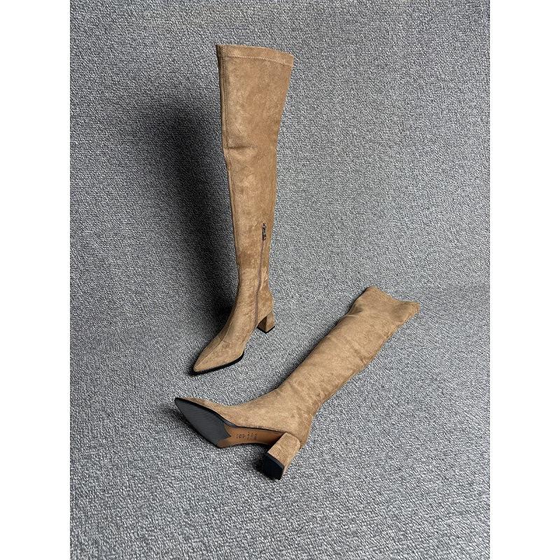Legs Long Khaki Pointed Head High Heel Elastic Skinny Boots Over Knee Boots Skinny Leg Boots Over Knee