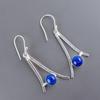 Lapis Lazuli Gemstone 925 Sterling Silver Handmade Dangle/Drop Earrings 1.45" EE-66-23