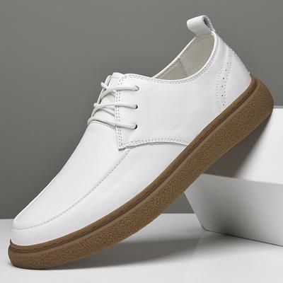 Fashion Men's Flat Bottomed White Shoes Cowhide Board Shoes High Quality Formal Wedding Shoes Genuine Leather Fashion Mens Oxford Shoes