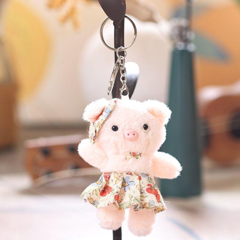 Plush Pig Keychain With Floral Dress For Kids And Adults