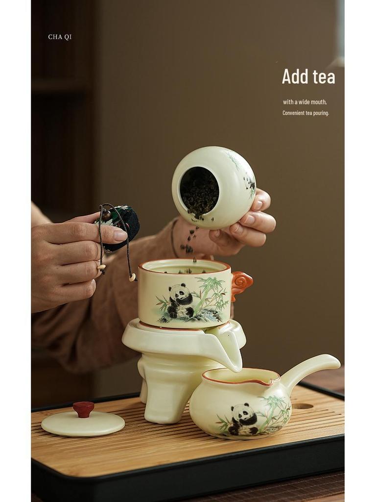 Panda Ru Kiln Kung Fu Tea Set: 2024 Gaiwan & Teapot, Ideal for Home or Gift