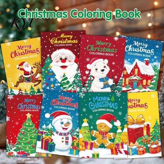 Holiday Theme Drawing Book for Students 8PCS Christmas Themed Coloring Book, Educational Activities Thickened Paper Fun Pages Parties Craft Supplies,