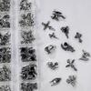 12Grid Vintage Cross Nail Art Charms Y2K Metal Style Alloy Cross Skeleton Angel Nail Decorations Accessories