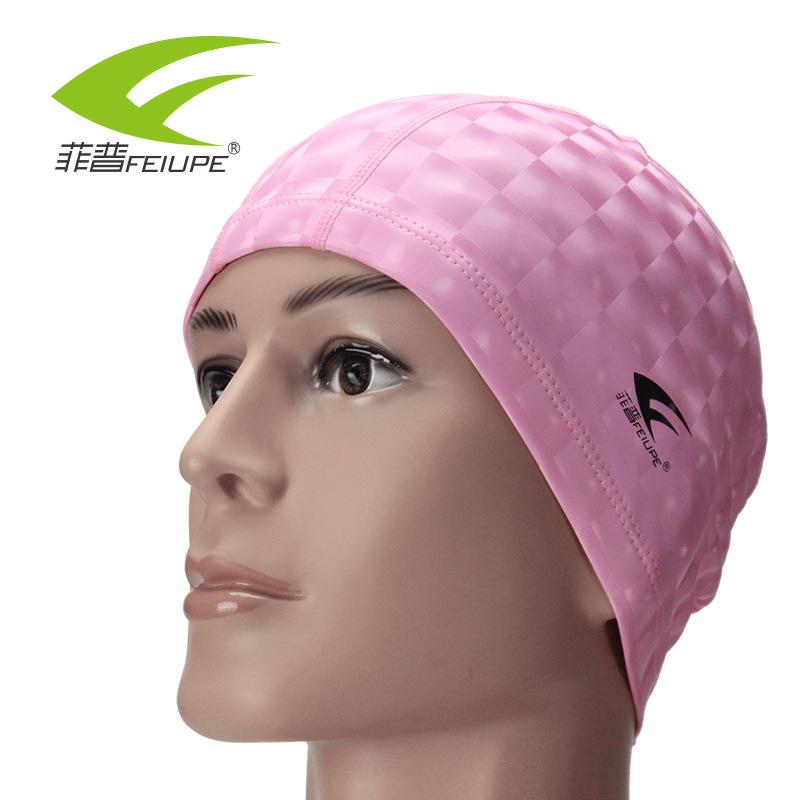 

Swimming cap PU Men s and women s adult long hair waterproof sunscreen cap, extra-large, comfortable, non-restrictive, fashionable, professional ear розовый