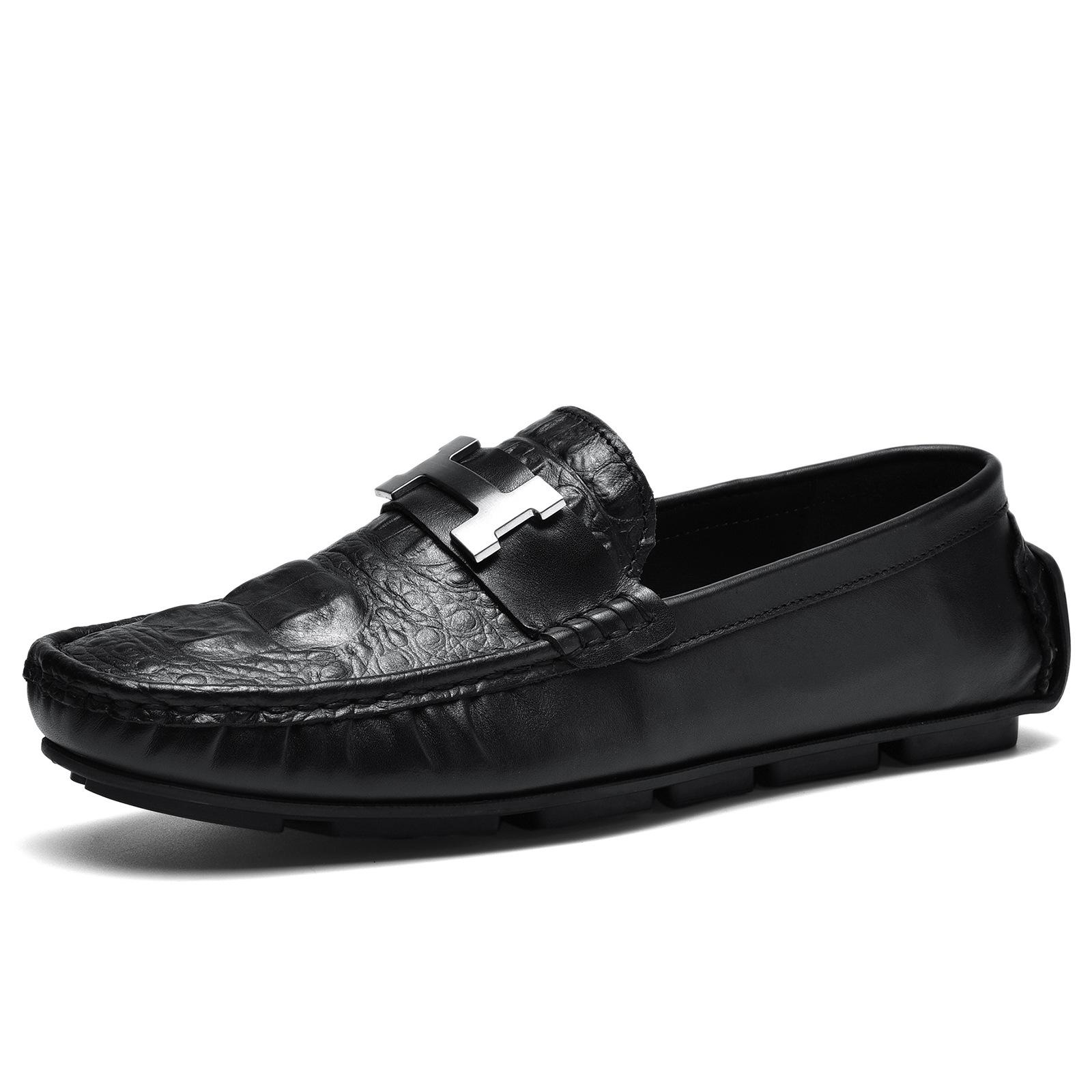 

Первый слой коровьей кожи прямая трансляция крокодиловый узор натуральная кожа шапка обувь ленивая обувь для вождения британская повседневная мужская кожаная обувь 45