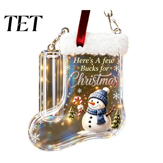 Unique Graduation Money Gift Christmas Stocking Holder, Clear Cash Clip Ornament for Tree Holiday Card Holder Hanging Decor, Transparent Bill Display