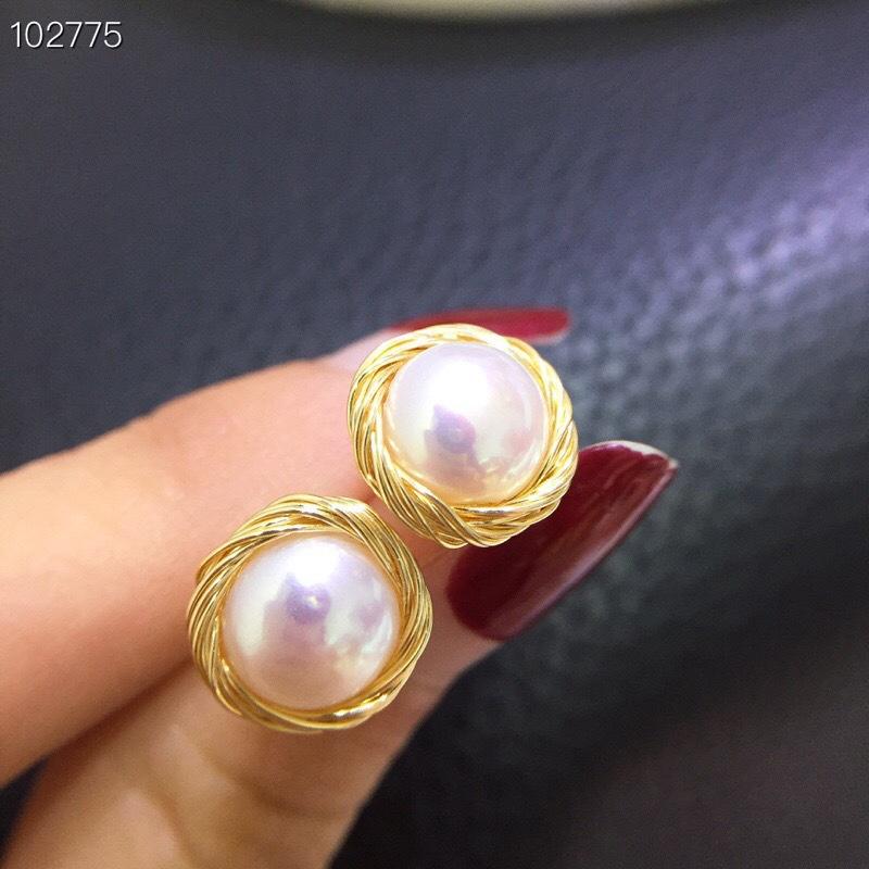 Hand-wound freshwater pearl stud earrings Ins retro French s911 earrings niche light luxury design earrings women