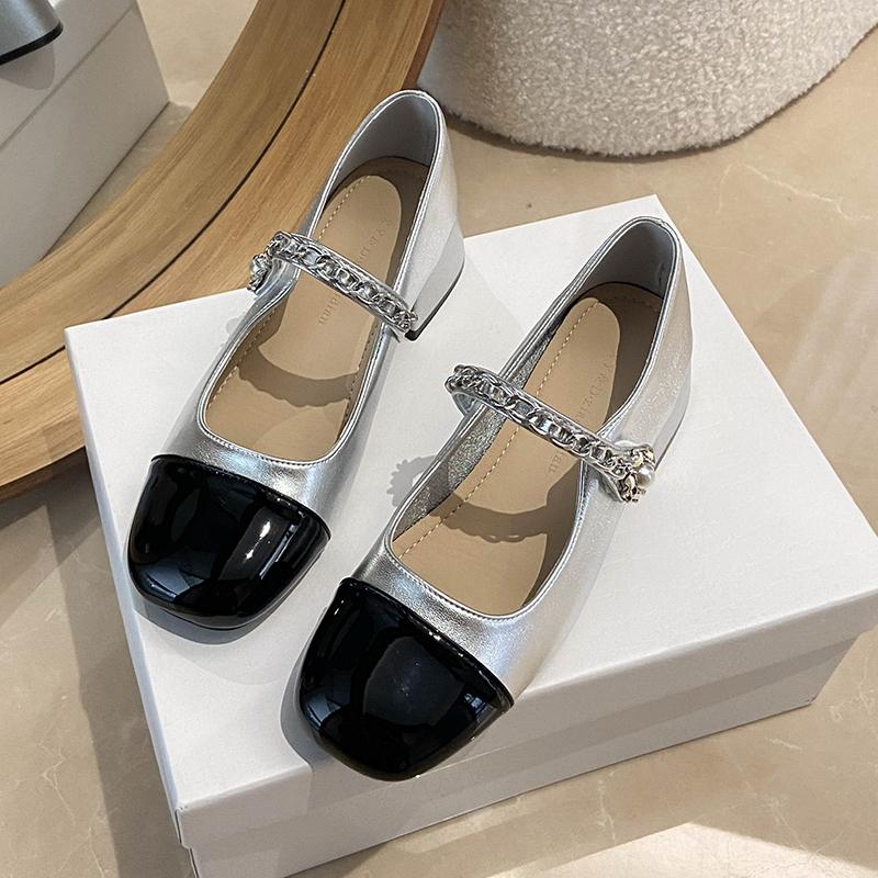 Soft leather Mary Jane shoes 2025 spring and summer new women's kitten heel soft sole versatile block heel small leather shoes