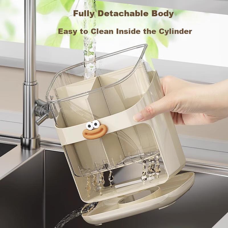 Chopstick Storage Box, No Drilling Required, Kitchen Organizer Rack, Wall-Mounted Knife Holder, Integrated Chopstick Tube And Hanger