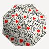 1pc Doodle Hearts Automatic Open/close Umbrella, 8-Rib sturdy structure, Auto Folding/Opening, Portable Travel Umbrella for Women,131
