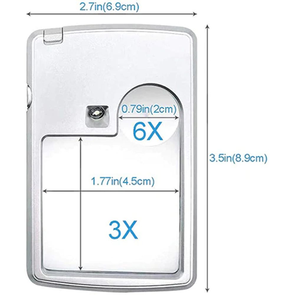 Professional Reading HD Jewelry Loupe Magnifying Glass With LED Light Card Type Magnifiers