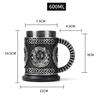 Viking Wood Style Beer Mug 3D Resin Stainless Steel Coffee Cup Wine Glass Metal Double Wall Mug Beer Jug Cup Thermal