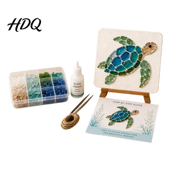 DIY Craft Kits for Adults Sea Glass Art Mosaic Kit Ocean Animal Themed Set Adult Crafting Gift Ideas Beginner Handmade Material Pack Coastal