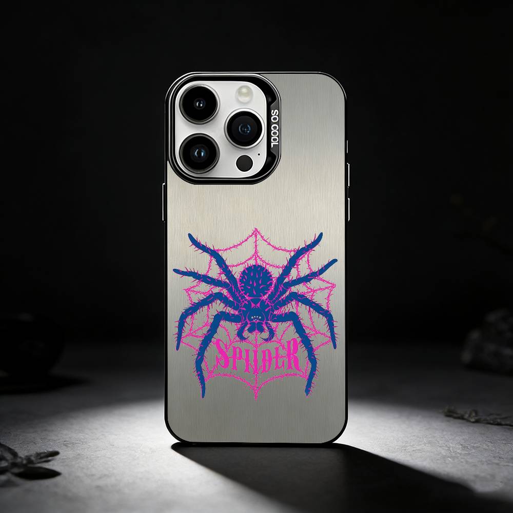 Cool Fashion-trend Spider Phone Case For iPhone 17,16,15,14,13,12,11 Plus,Pro Max,XS,Colored Silver Phone Case