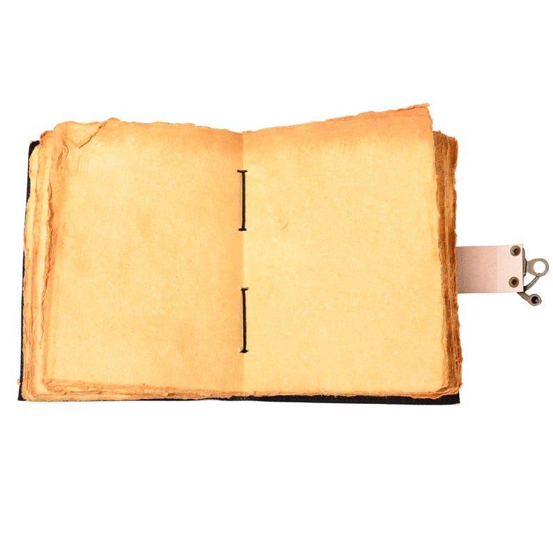 Leather Journal-Handmade Deckle Edge Paper, leather Sun and Moon journal, handmade Sun Moon Journal