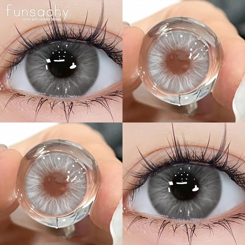 Funsachy 2Pcs Fashion Color Contact Lens For Pupils Blue Eyes 14.2mm Natural Brown Eye Lenses Beauty Green Lens Annual Cosmetics