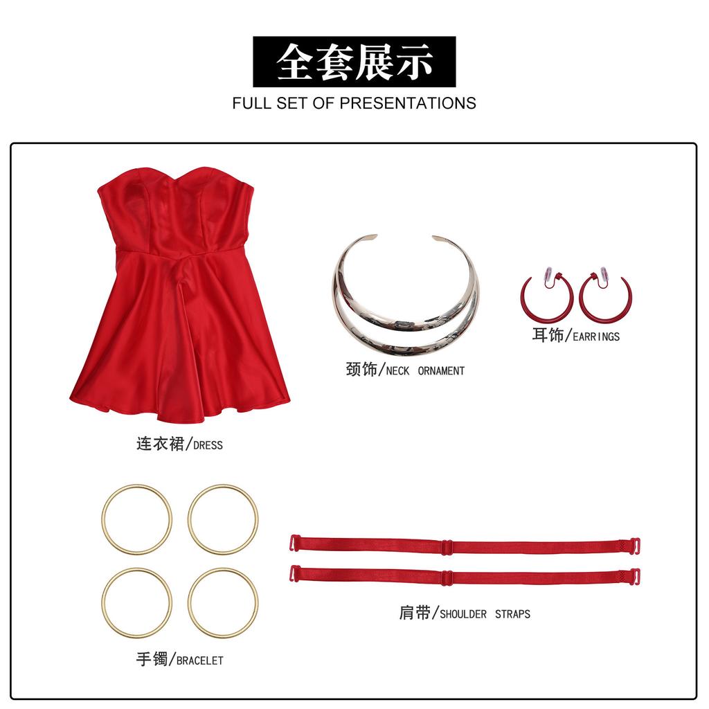 New PANTY & STOCKING with GARTERBELT Cosplay Costume Panty Anarchy Red Camisole Dress