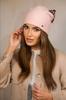 Winter Woolen Hat with Leopard Bow, Pink Kamea-Kiku
