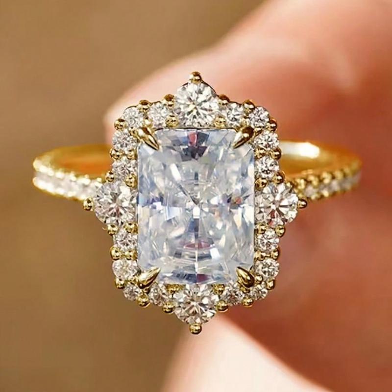 Luxurious Sparkling Zircon Square Women s Ring, Exquisite and Fashionable Wedding Banquet Jewelry Accessories 6