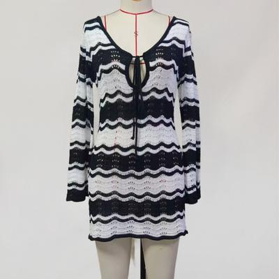 Beach Dress for Women Striped Sexy Hollow Beach Bikini Swimsuit Women's Dress